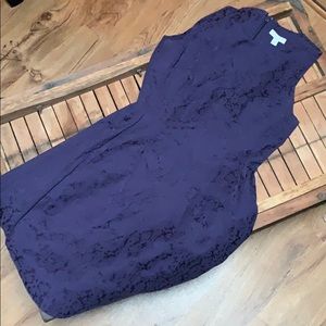 Eva Mendes purple brocade sleeveless dress 8